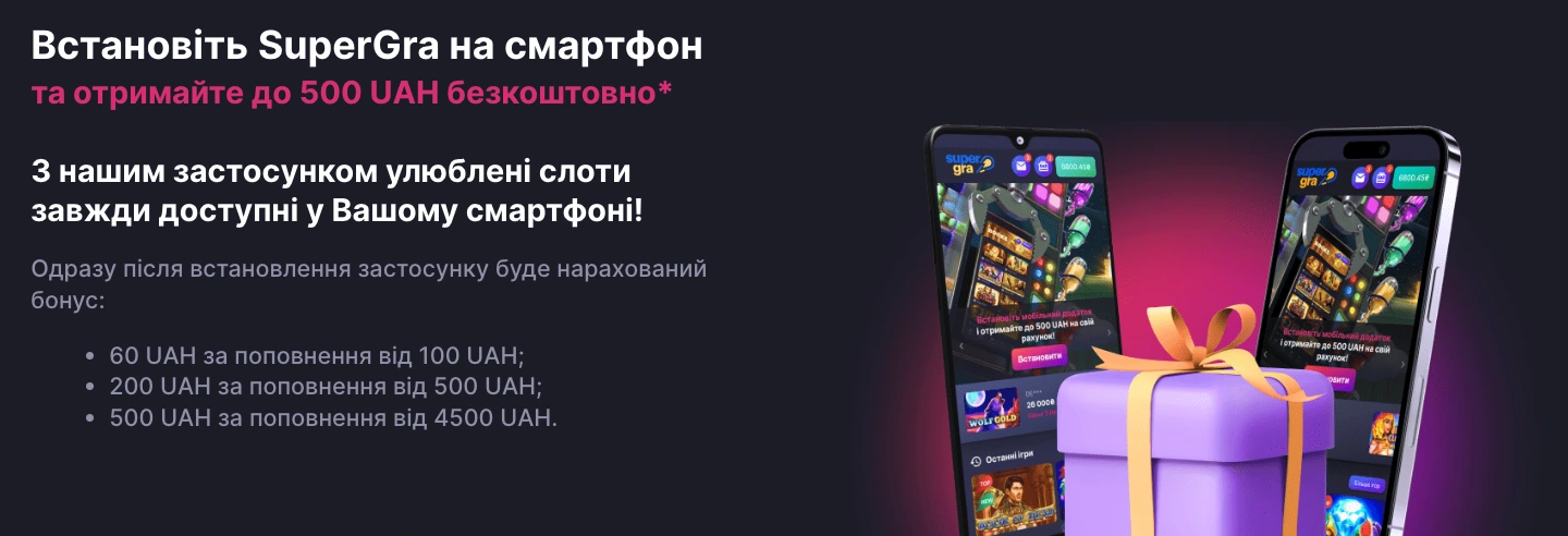 Вхід у казино SuperGra через мобільну версію